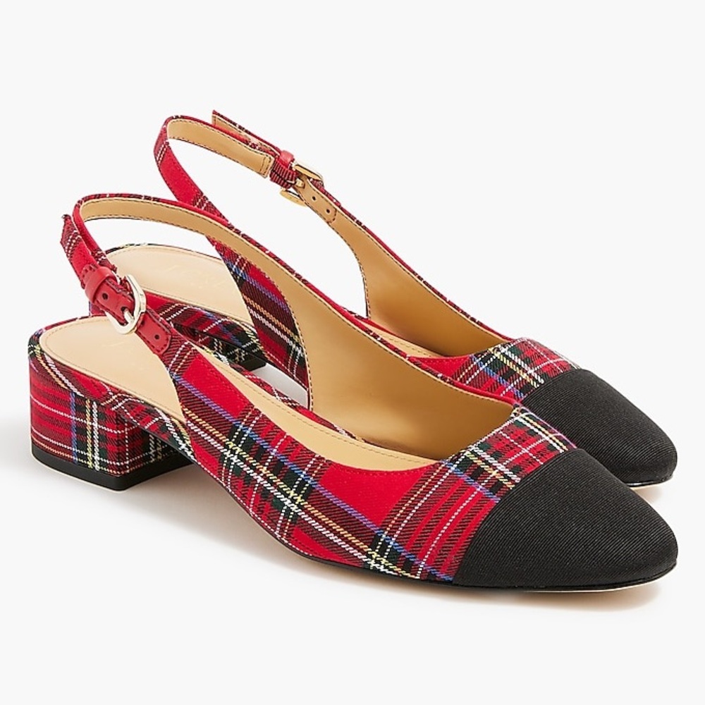 Brand New Never Worn JCrew Tartan Low Heel Slingbacks-Size 12